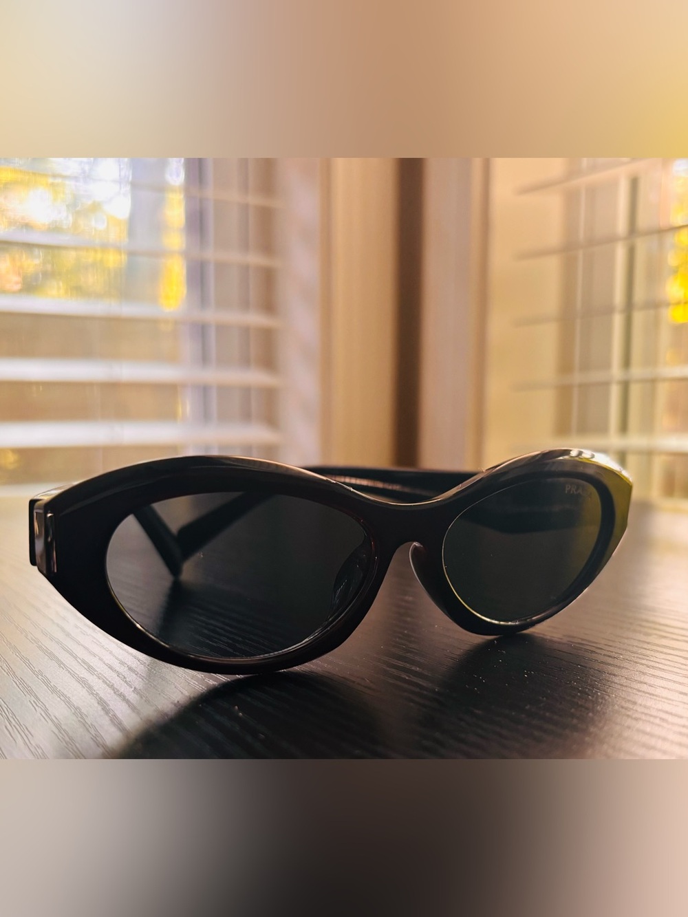 Prada Black Oval Women's Sunglasses